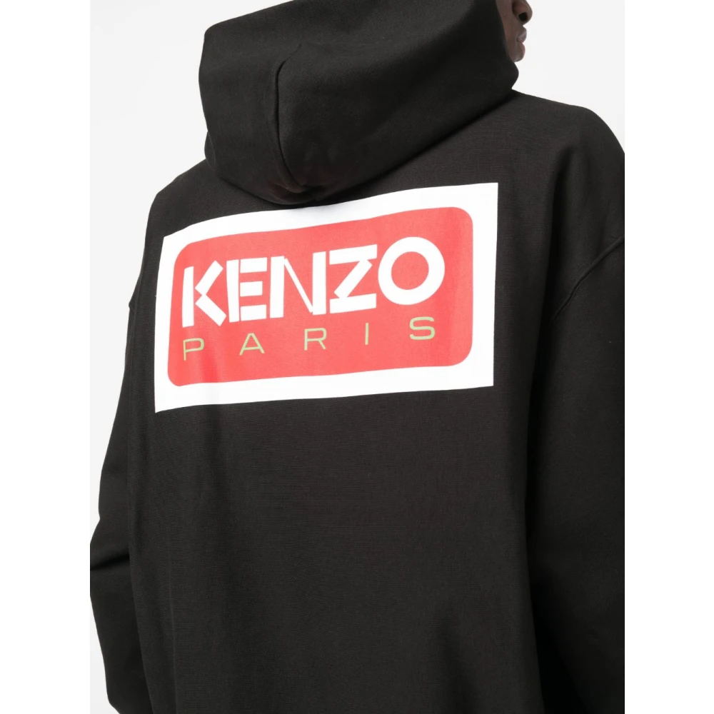 Kenzo Zwarte Logo-Print Hoodie Black Heren