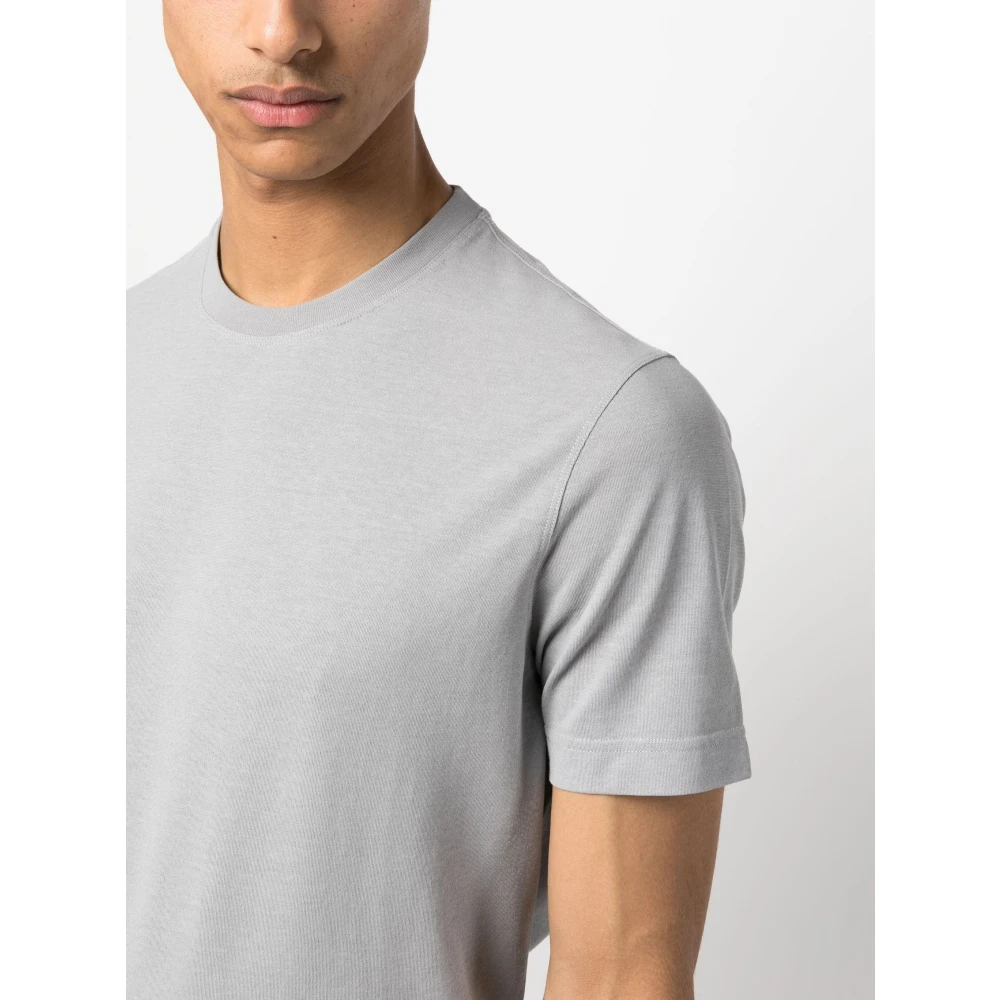 Zanone Katoenen T-shirt met 3 knopen Gray Heren