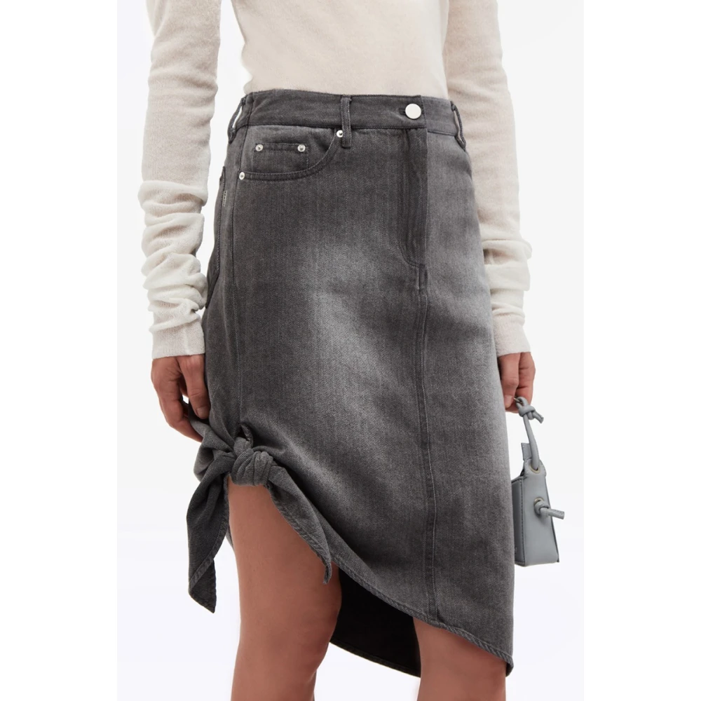 Remain Birger Christensen Asymmetrische Jeans Rok Zilver Grijs Gray Dames
