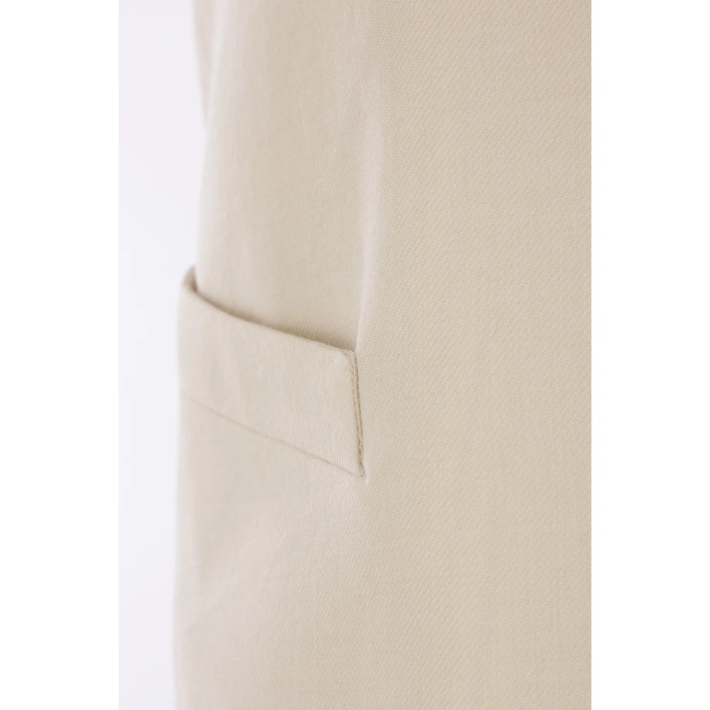 Maison Margiela Beige Wollen Twill Jas V-Hals Beige Dames