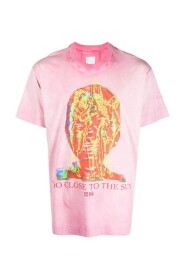 Grafikdruck Baumwoll-T-Shirt in Pink