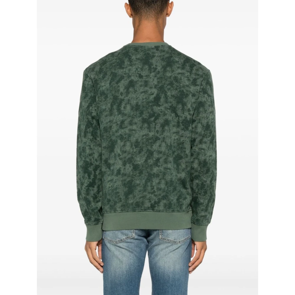 Boss Orange Groene Katoenen Trui met Ribboorden Green Heren