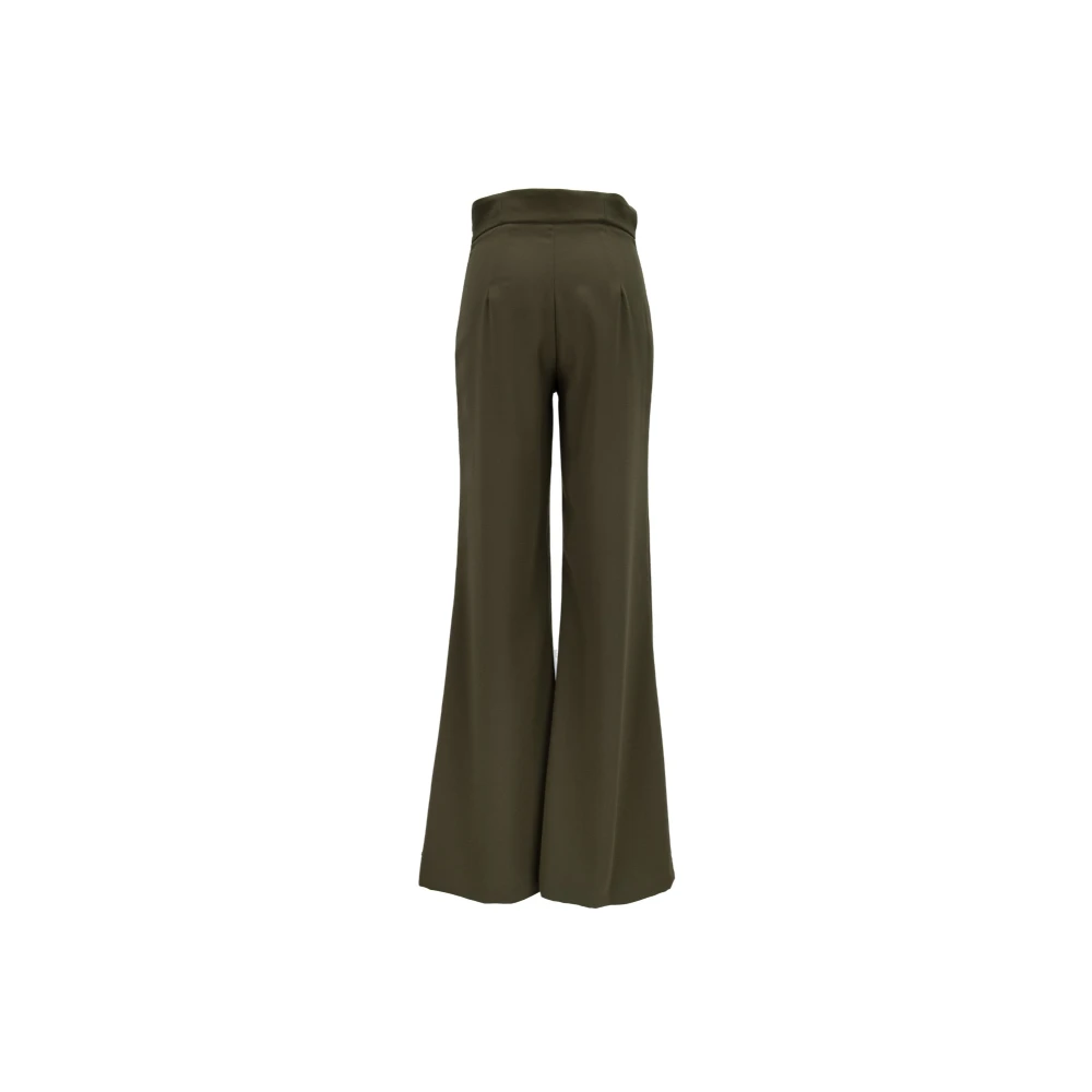 Elisabetta Franchi Wijde Pijp Rits Haak Broek Green Dames