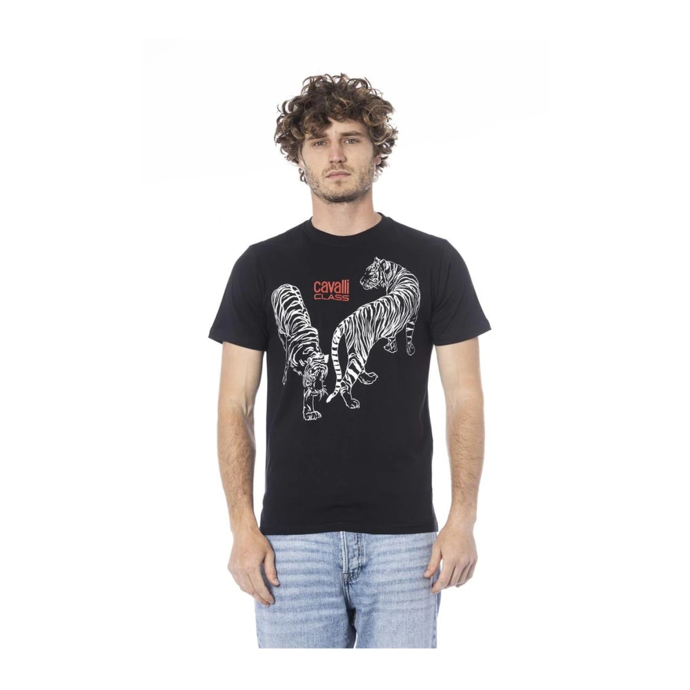Cavalli Class Men's Black T-Shirts,, Logo Print Tee Classic Style 2XL