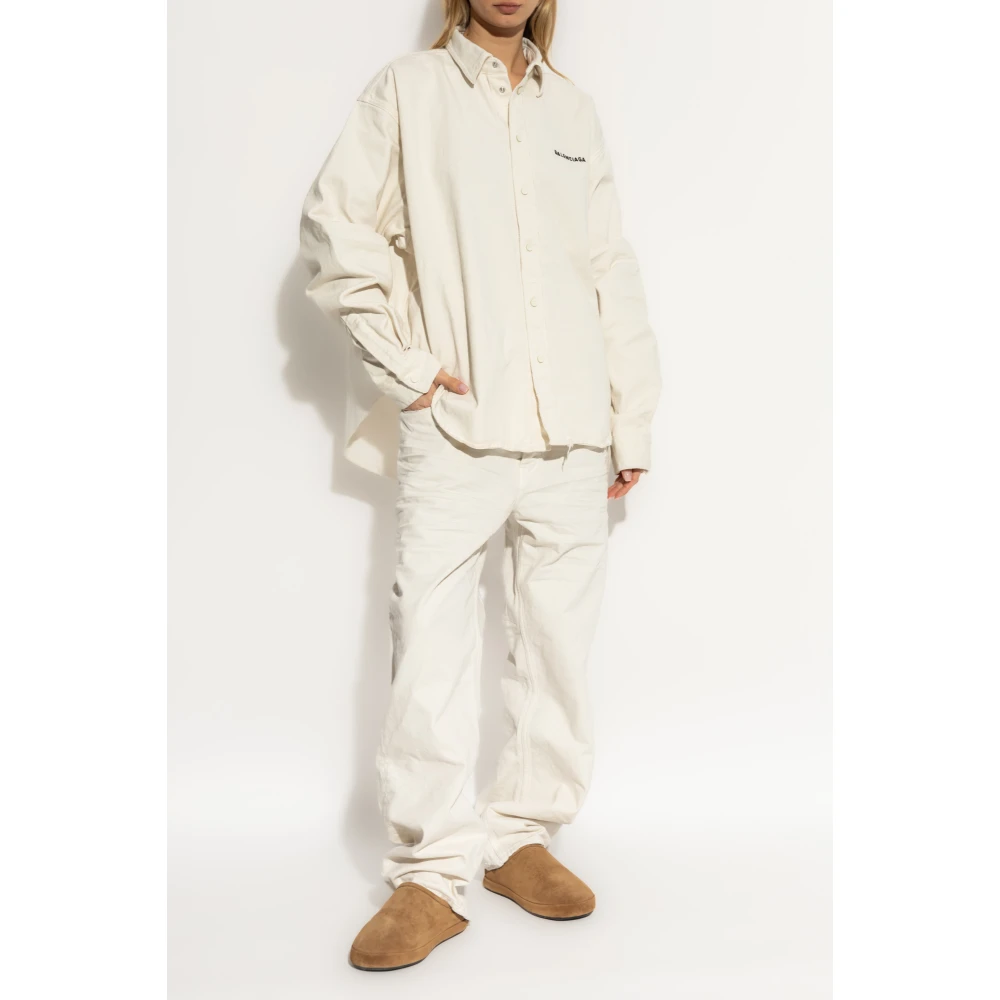 Balenciaga Shirt met logo Beige Dames