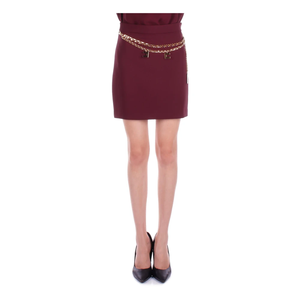 Elisabetta Franchi Bordeaux Rok met Ritssluiting Red Dames