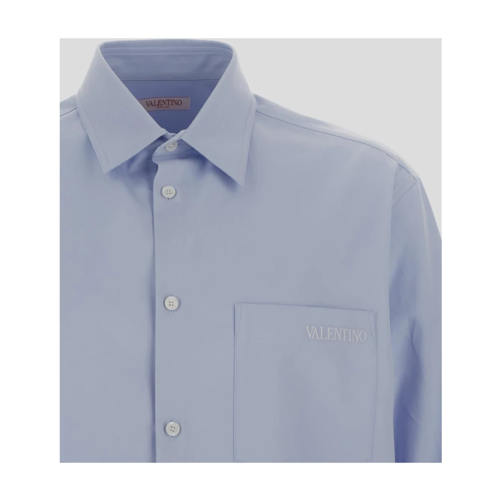 Valentino Azure Geborduurd Logoshirt Blue Heren