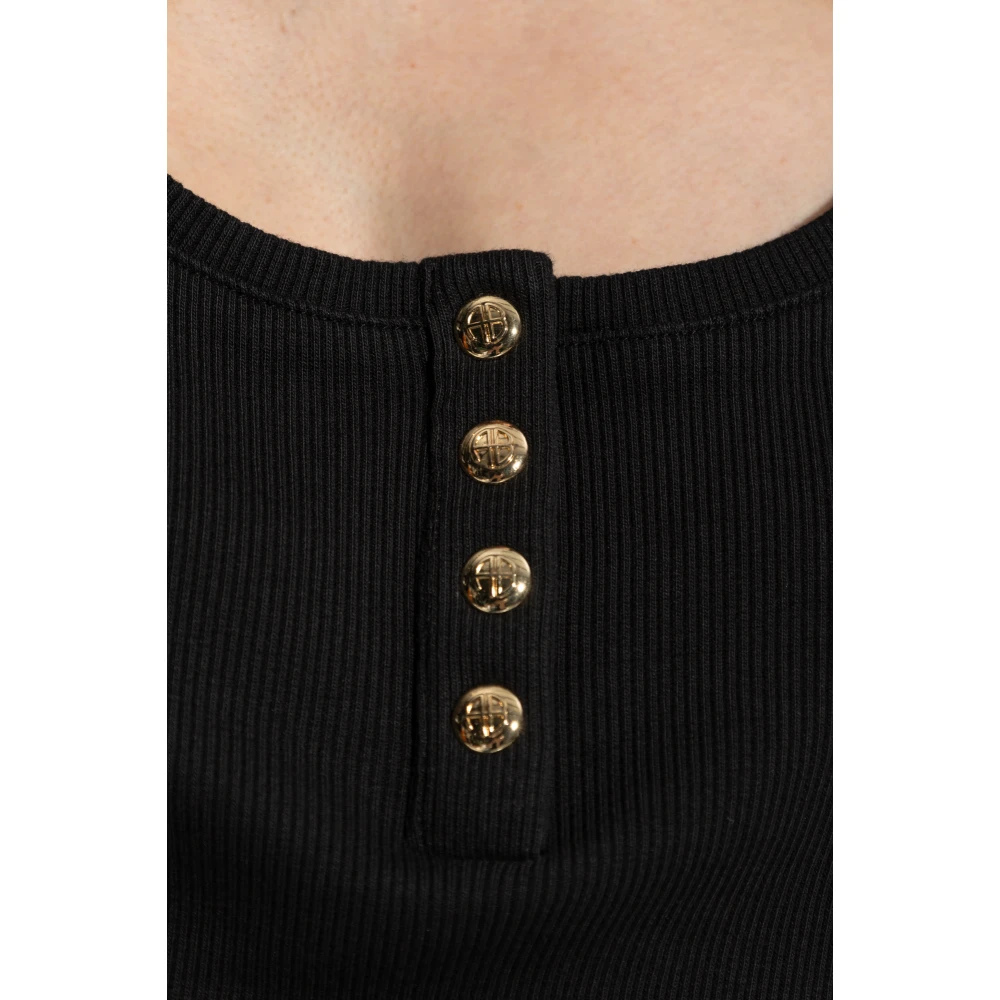 Anine Bing Geribbelde top 'Alessia' Black Dames