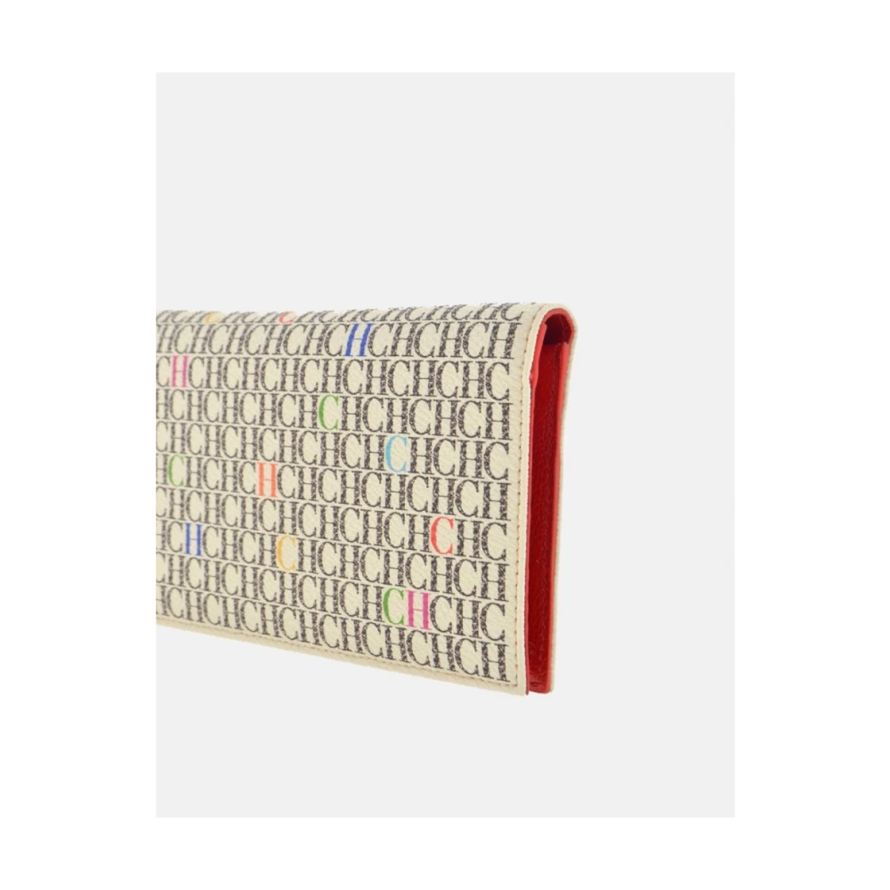 Carolina Herrera Kleurrijke Traveller Portemonnee met Knoopsluiting Beige Dames