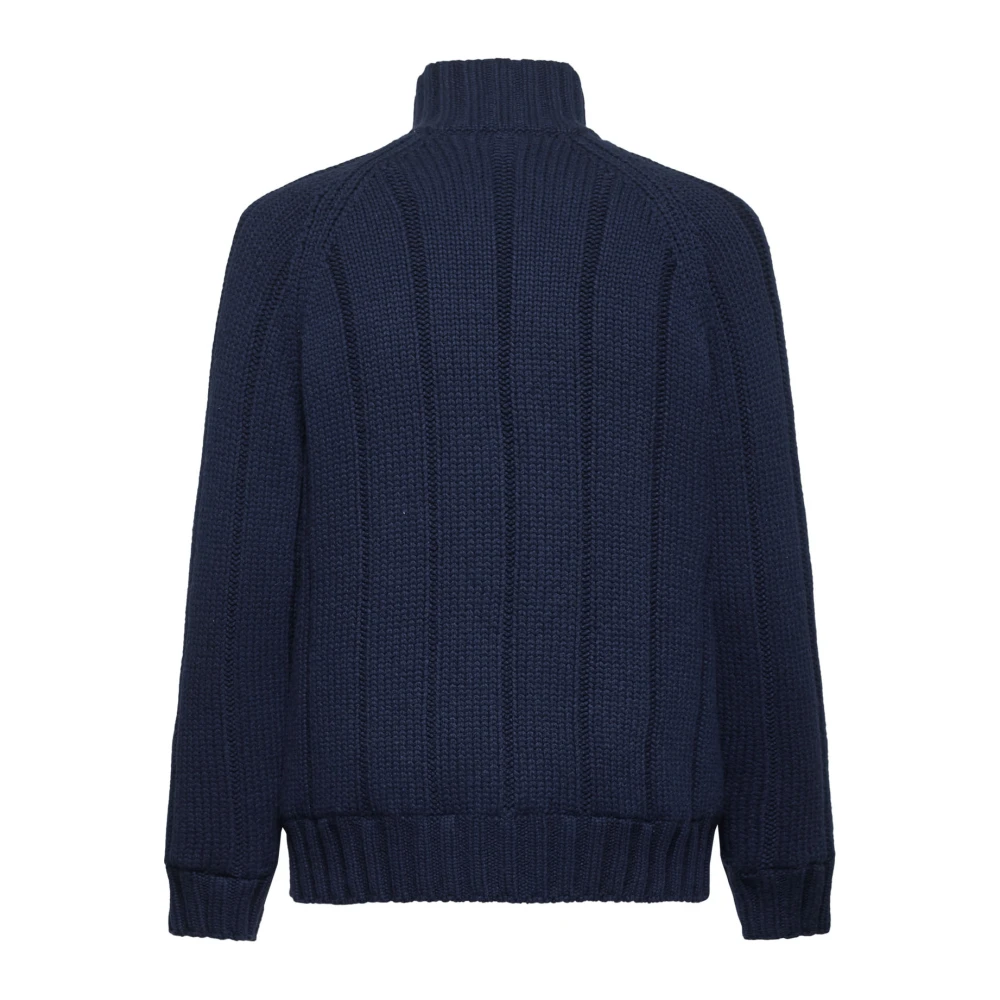 BRUNELLO CUCINELLI Blauwe Ribgebreide Kasjmier Vest Blue Heren