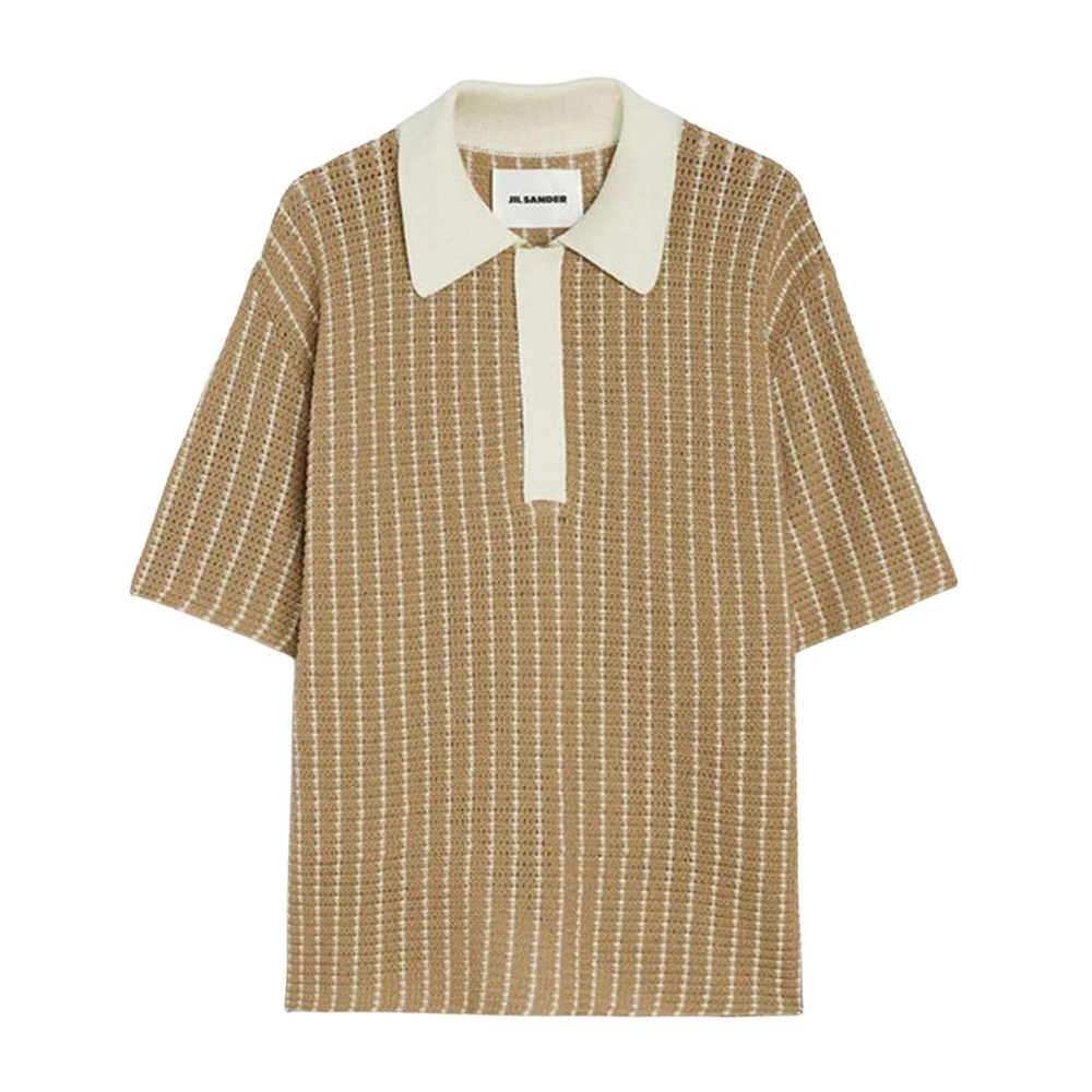 Jil Sander Men's Beige Polo Shirts, Xl, Polo Crochet Shirt