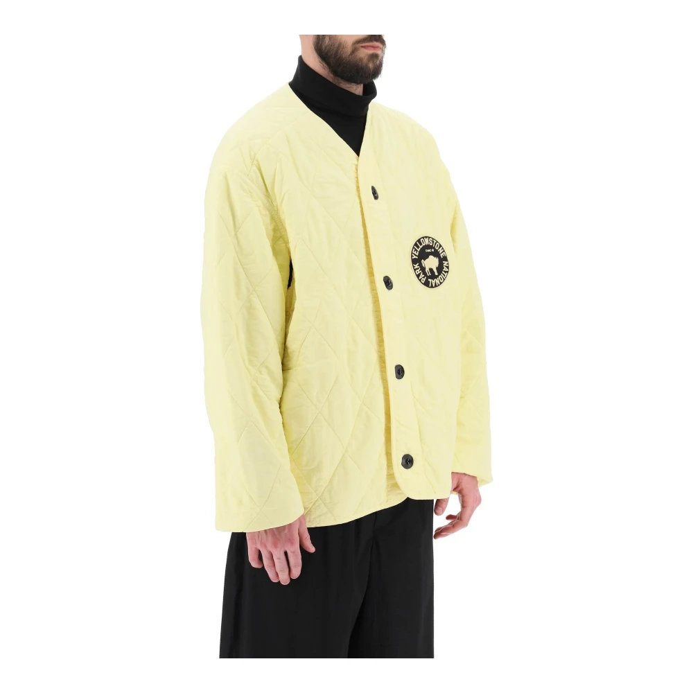 Oamc Gewatteerde jas met print en borduursel Yellow Heren