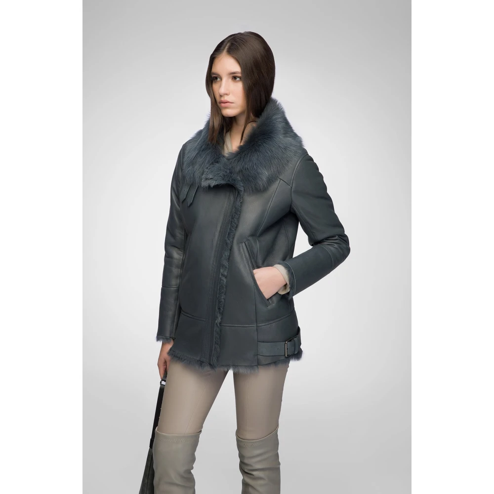 Vespucci by VSP Paige Donker Indigo Shearling Jas Blue Dames