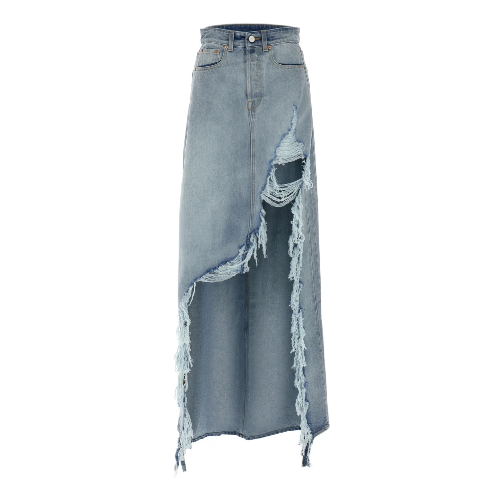 Vetements Blue Destroyed Denim Maxi Skirt - Female - Denim Skirts - Xs - Skirts