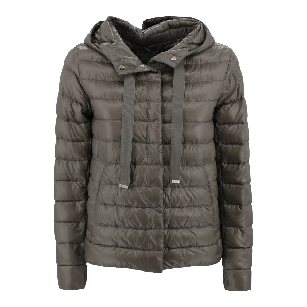 Herno Hooded jas met drukknoopsluiting Brown Dames