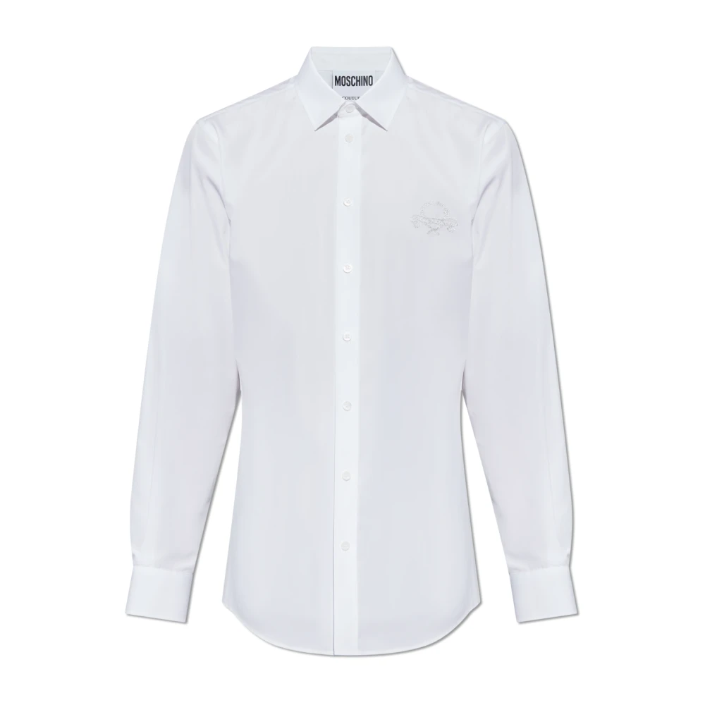 Moschino Katoenen shirt met geborduurd logo White Heren