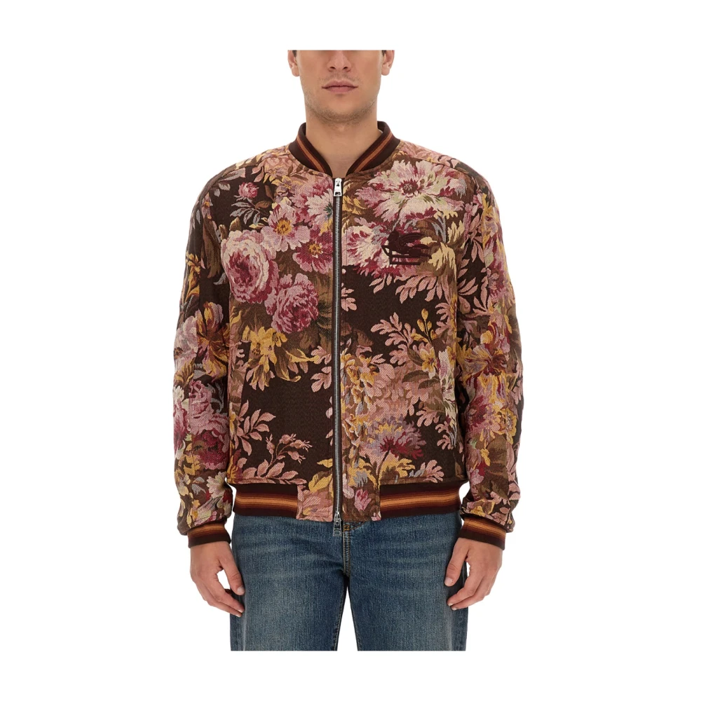 ETRO Bloemenprint Bomberjack Brown Heren