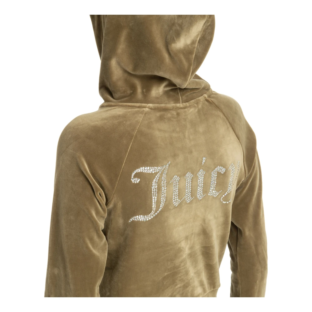 Juicy Couture Effen Logo Hoodie met Trekkoordsluiting Green Dames