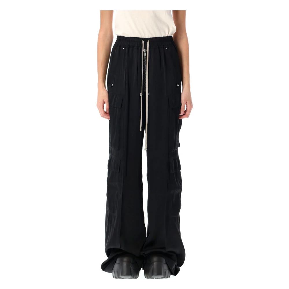 Rick Owens Zwarte Cargo Wide-Leg Broek Black Dames