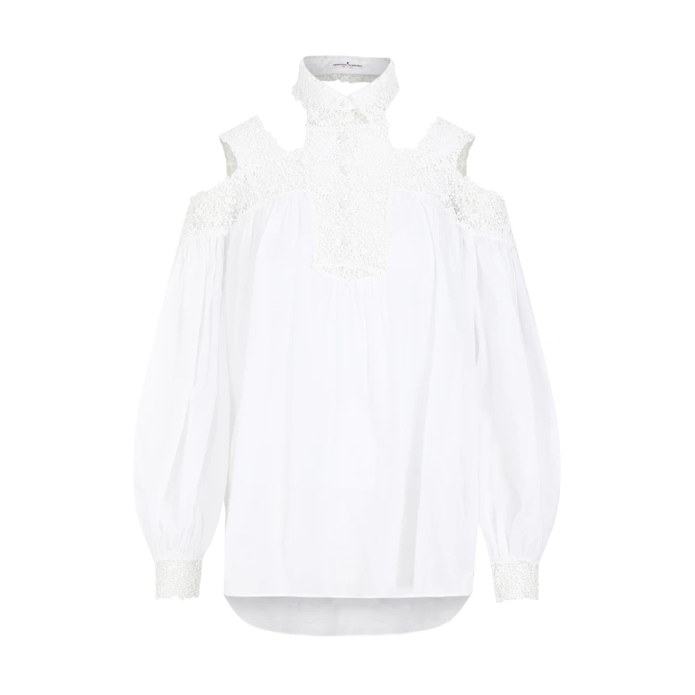 Ermanno Scervino Witte Katoenen Kant Shirt White Dames