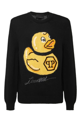Ullblandning Pullover Handgjord Broderi PP Anka