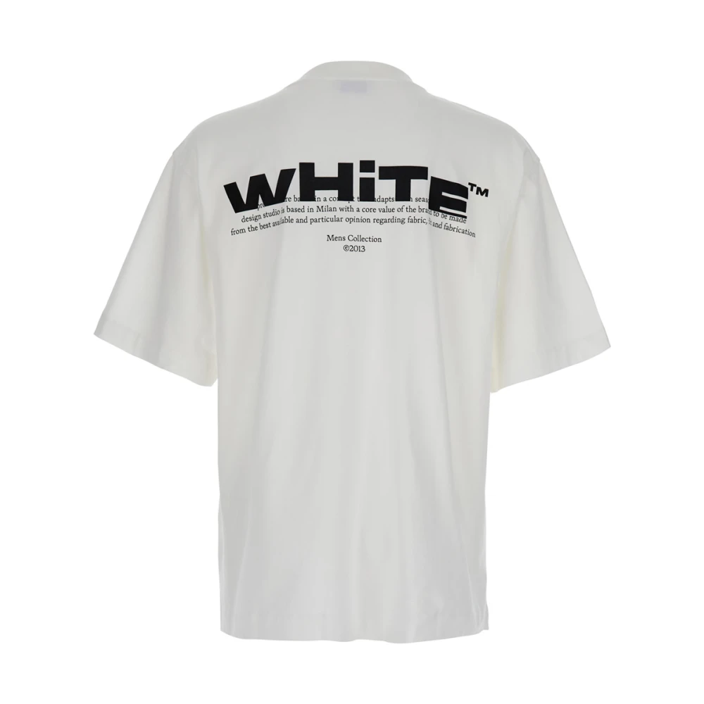 Off White Wit T-shirt met Maxi Logo Print White Heren
