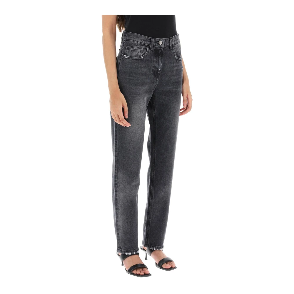 Palm Angels Straight Cut Jeans met Vintage Wassing Gray Dames