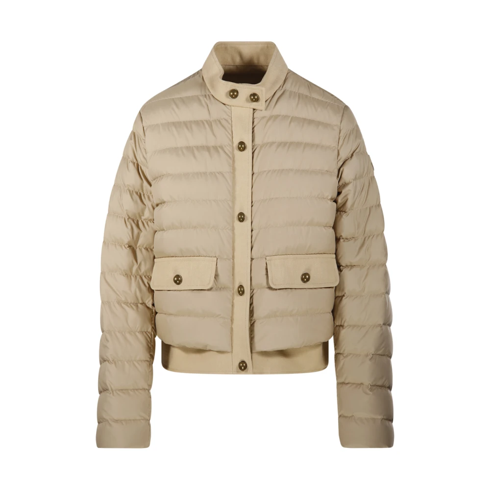 Moncler Beige Juju Cotton & Linen-Trimmed Short Down Jacket - Female - Down Jackets - M - Jackets