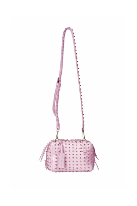 Borsa a tracolla con borchie e zip