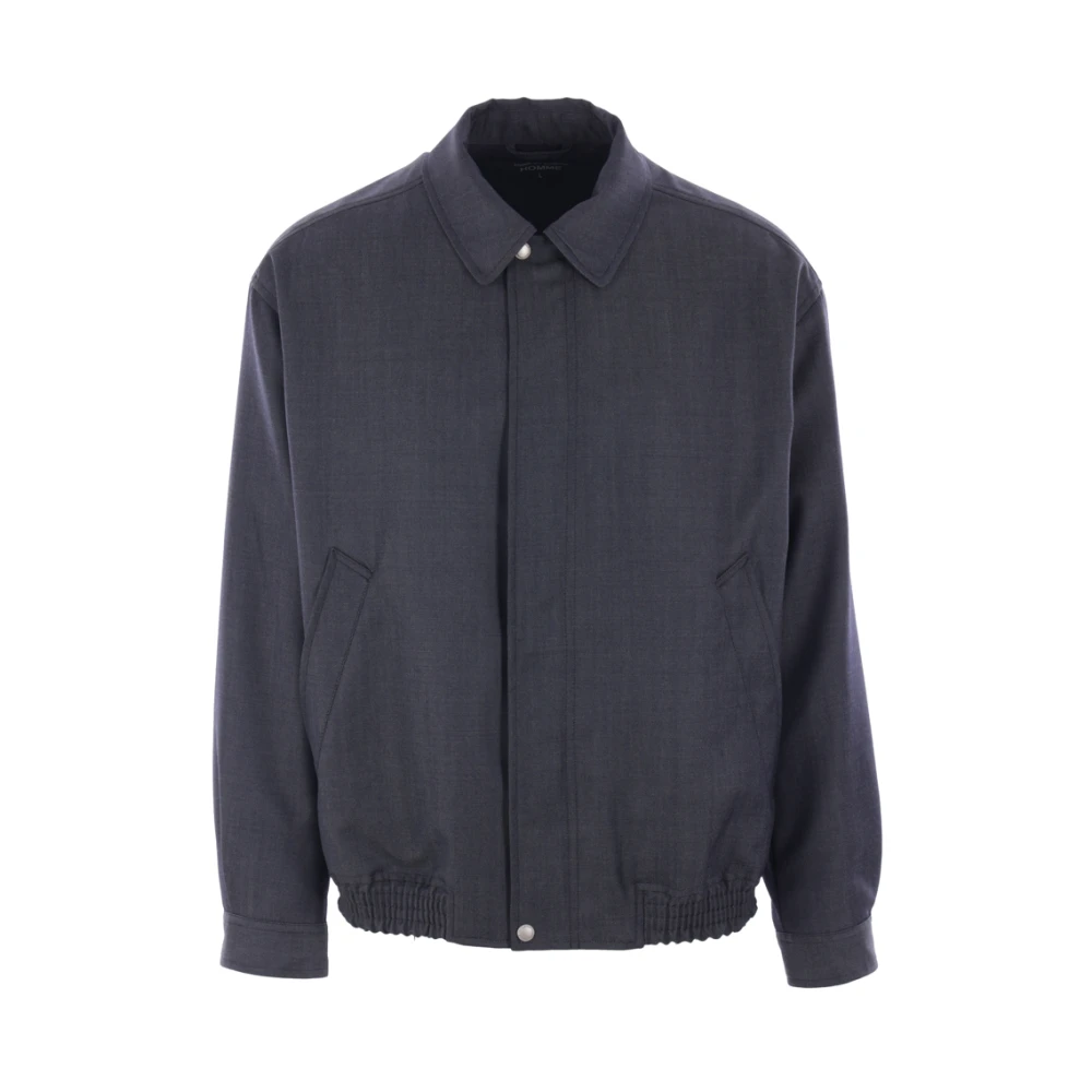 Comme des Garçons Blauwe Wol Mohair Volledige Rits Jas Blue Heren