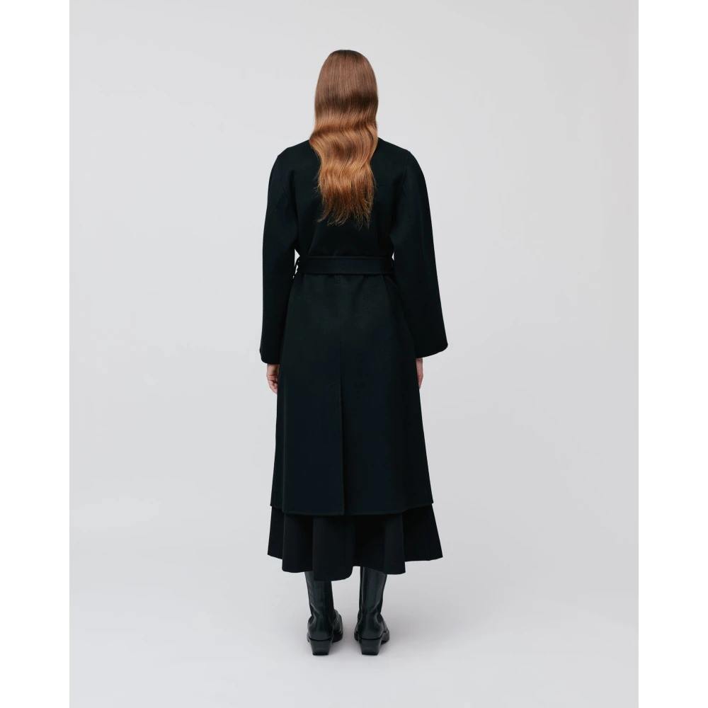 IVY OAK Minimalistische wollen jas met reverskraag Black Dames