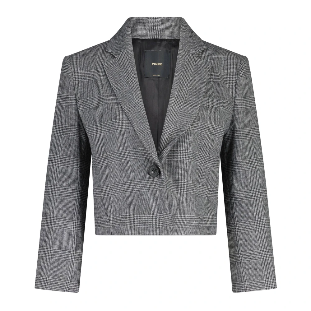 Pinko Grijze Wollen Jas Korte Mouwen Gray Dames