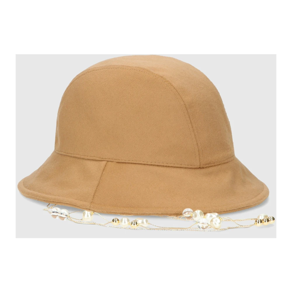 Borsalino Parelketting Wol Cloche Hoed Brown Dames