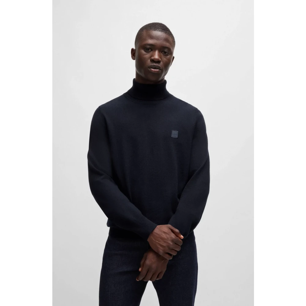 Hugo Boss Zachte Gebreide Coltrui Blue Heren