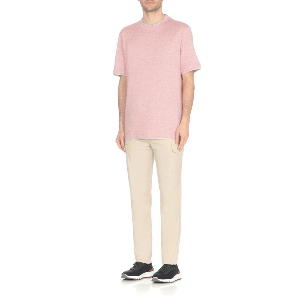 BRUNELLO CUCINELLI Roze Katoenen T-shirt voor Mannen Pink Heren