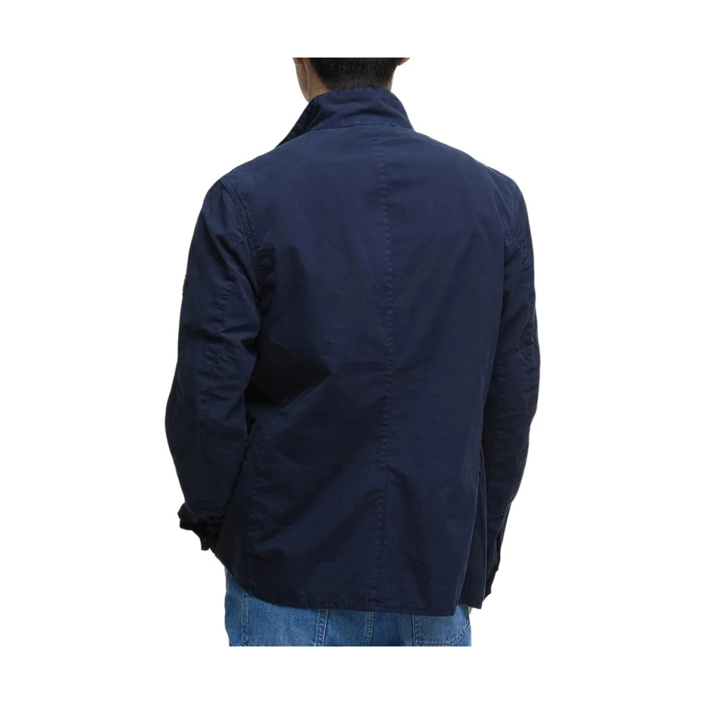 Barbour Blauwe Katoenen Jas met Rits en Knopen Blue Heren