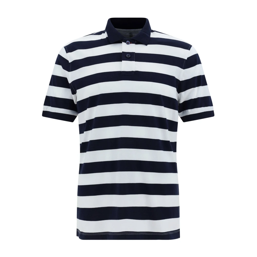 BRUNELLO CUCINELLI Klassieke Polo T-shirt Gemaakt in Italië Blue Heren