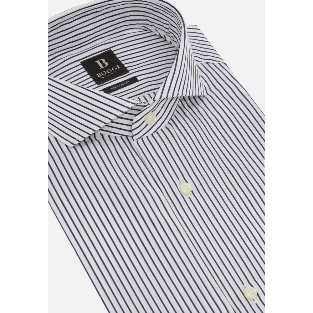 Boggi Milano Slim Fit Poplin Overhemd Blue Heren