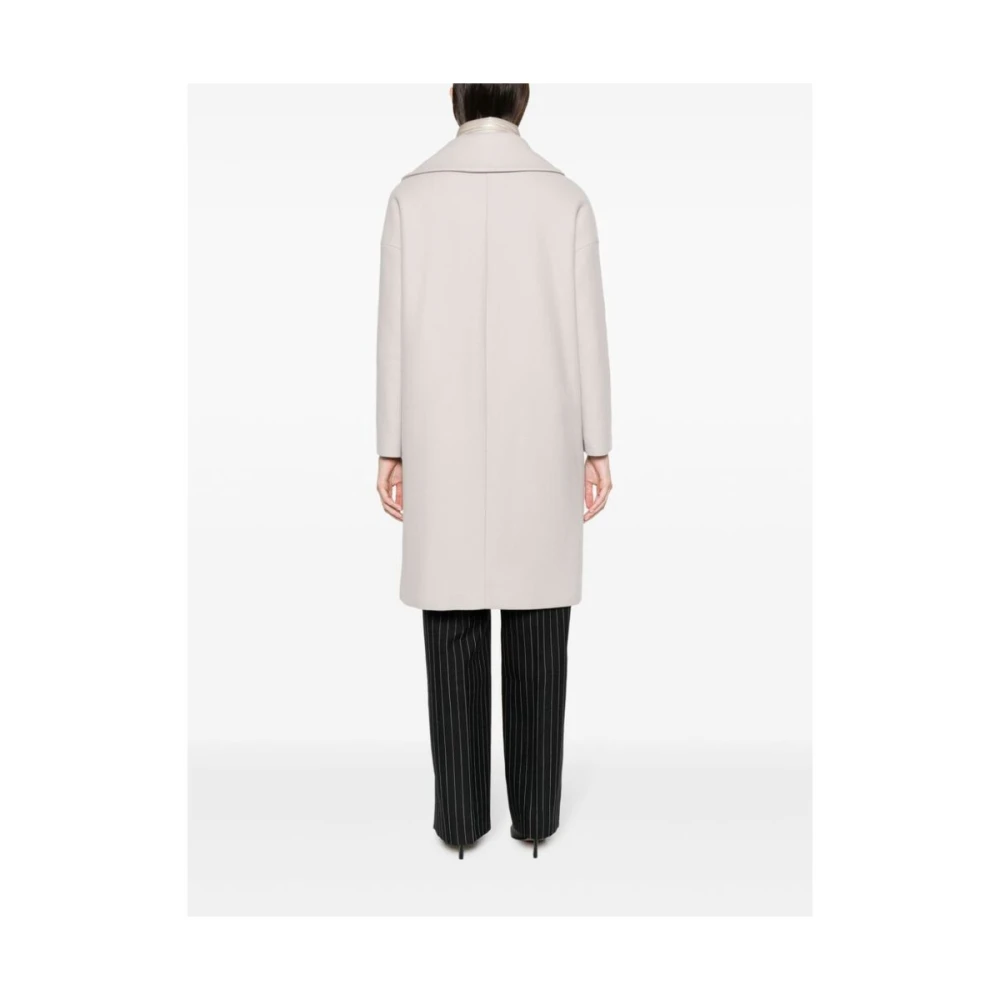 Herno Beige Wollen Jas met Afneembare Bib Beige Dames