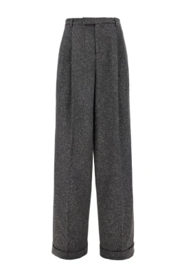 Darted Wool Blend Trousers