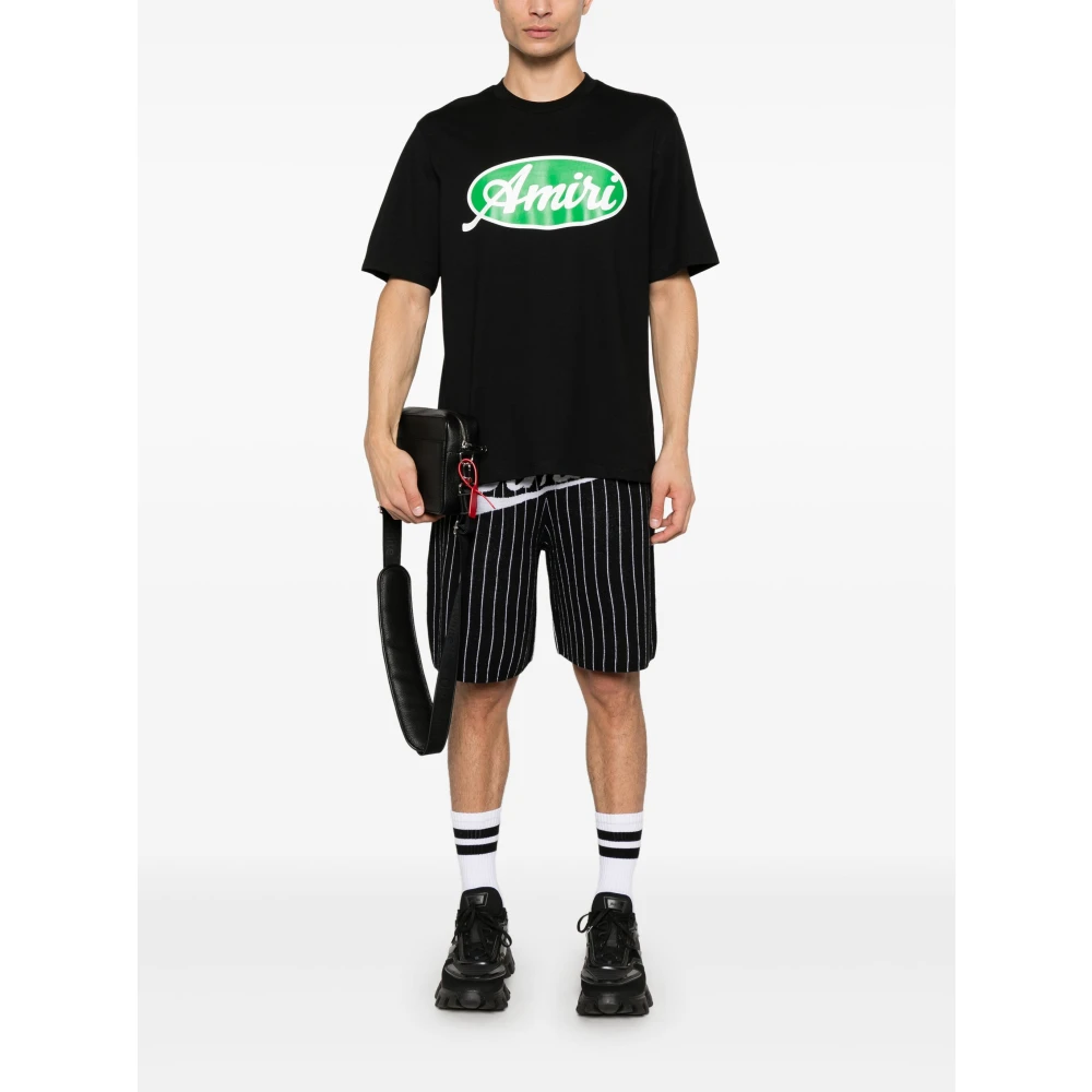 Amiri Crew Neck T-shirt met Ovaal Logo Black Heren