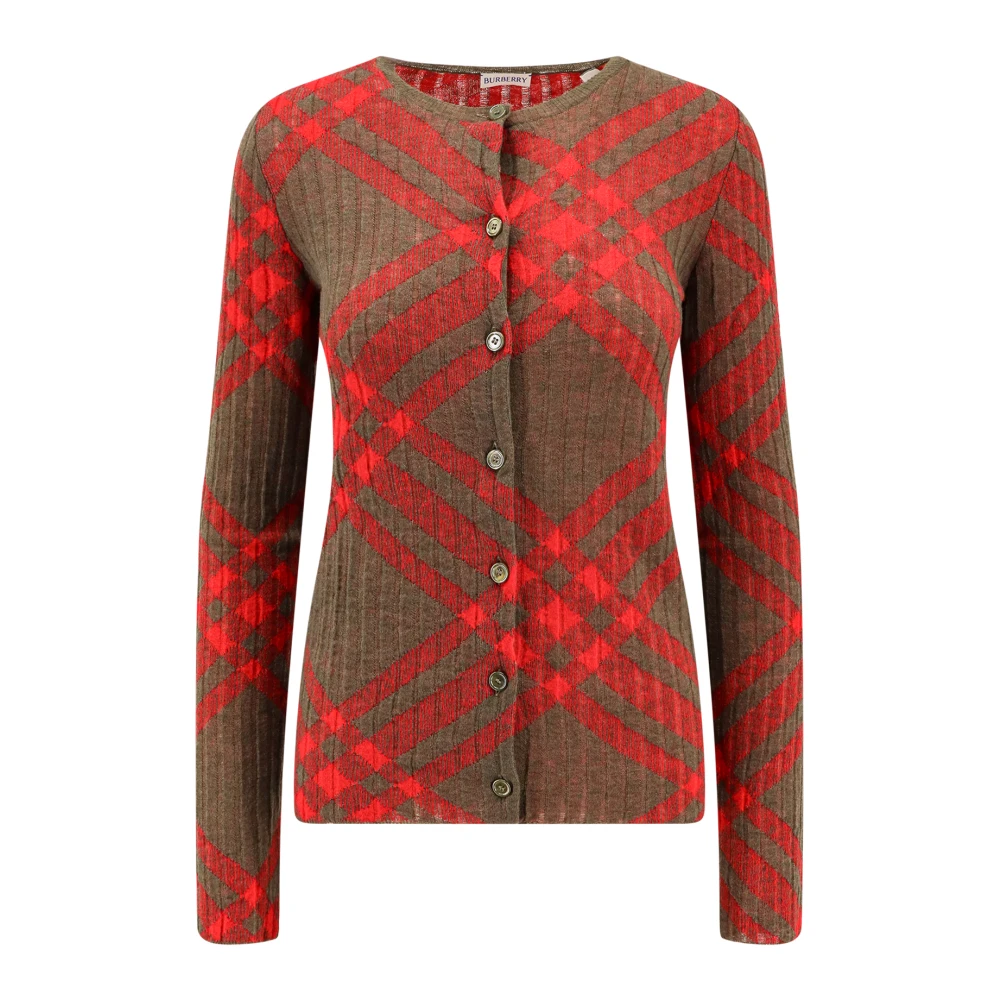 Burberry Rode Gebreide Crew-Neck Sweater Aw24 Multicolor Dames