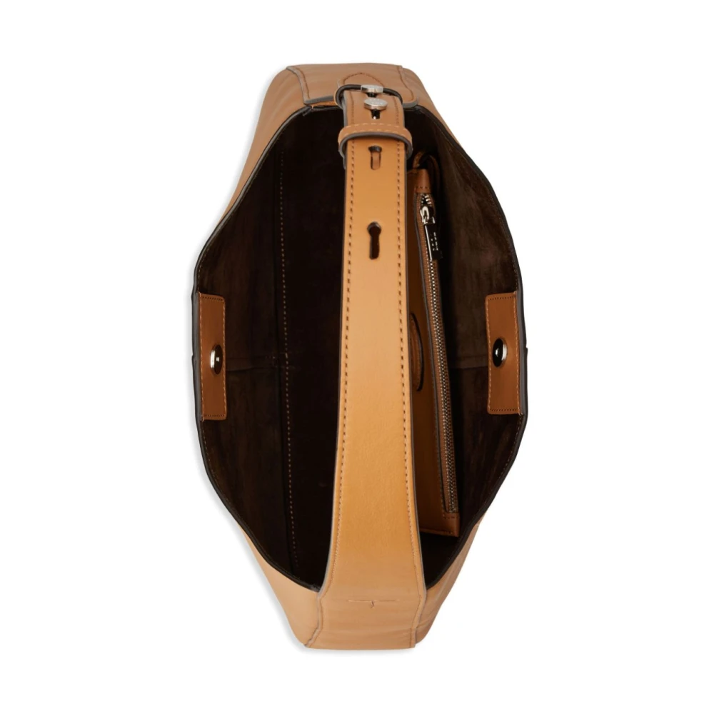 TOD'S Bruin leren schoudertas met logopatch Brown Dames