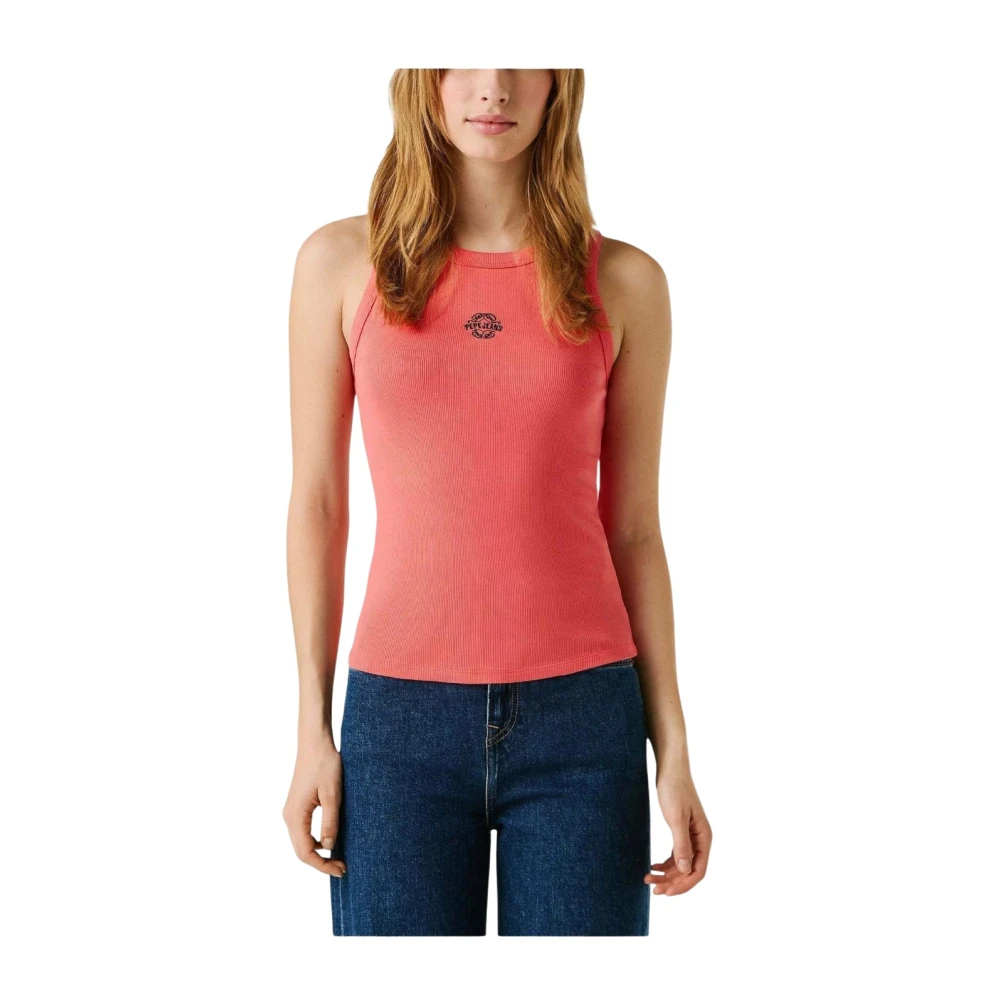 Pepe Jeans Women's Pink Sleeveless Tops, Xs, Sleeveless Top