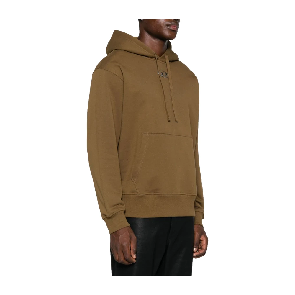 Diesel Bruine hoodie met zilveren logo Brown Heren