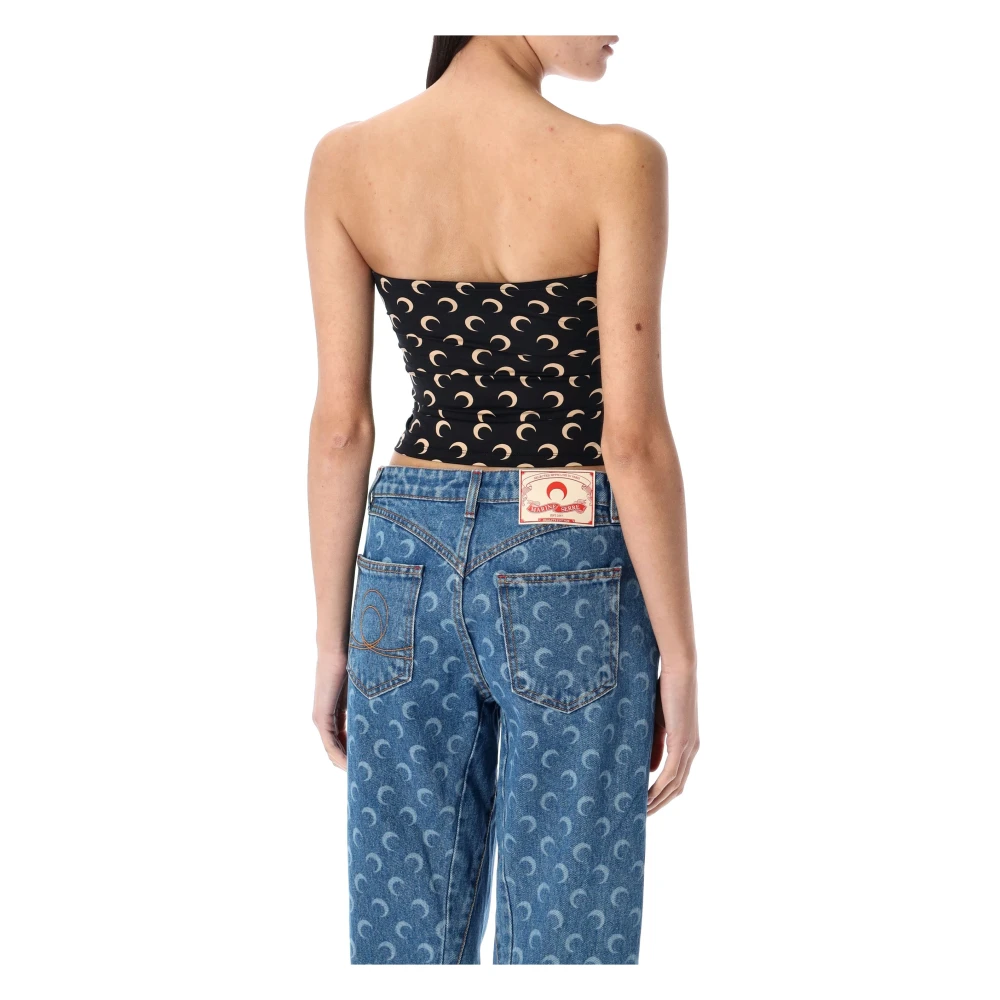 Marine Serre Maan Allover Bustier Top Black Dames