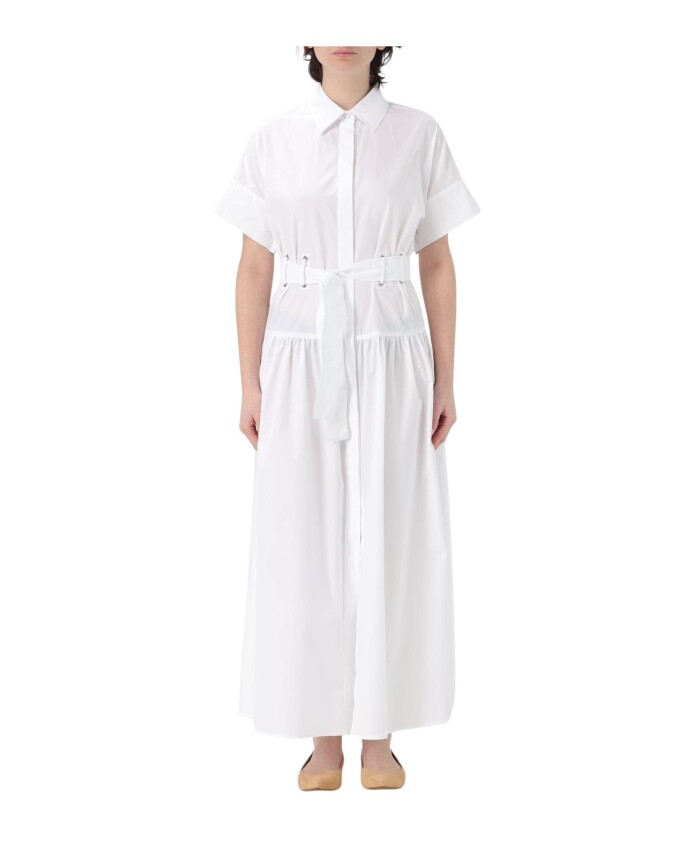 robe-midi-en-coton-blanc-ceinturee