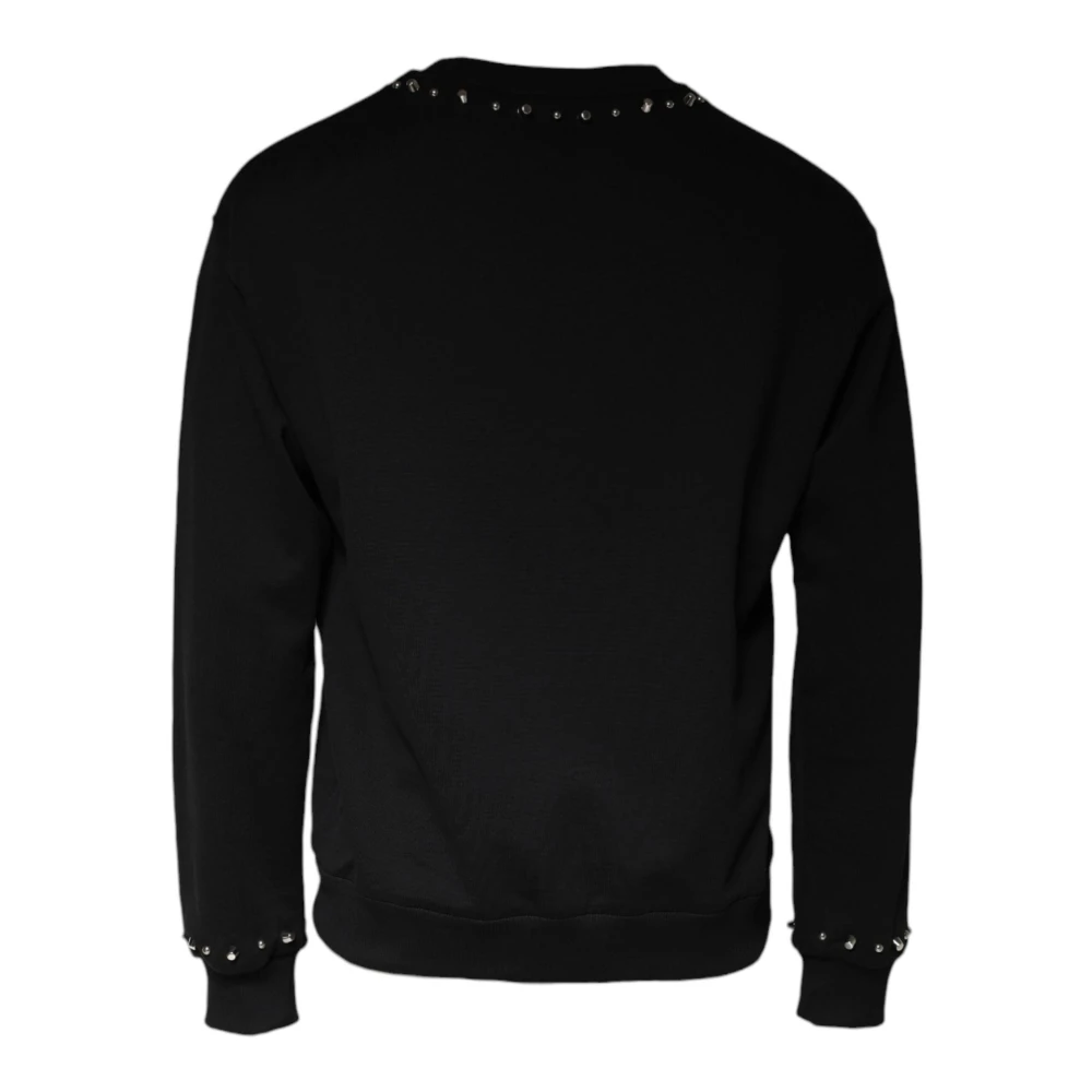 Dolce & Gabbana Zwart Logo Studded Pullover Sweatshirt Black Heren