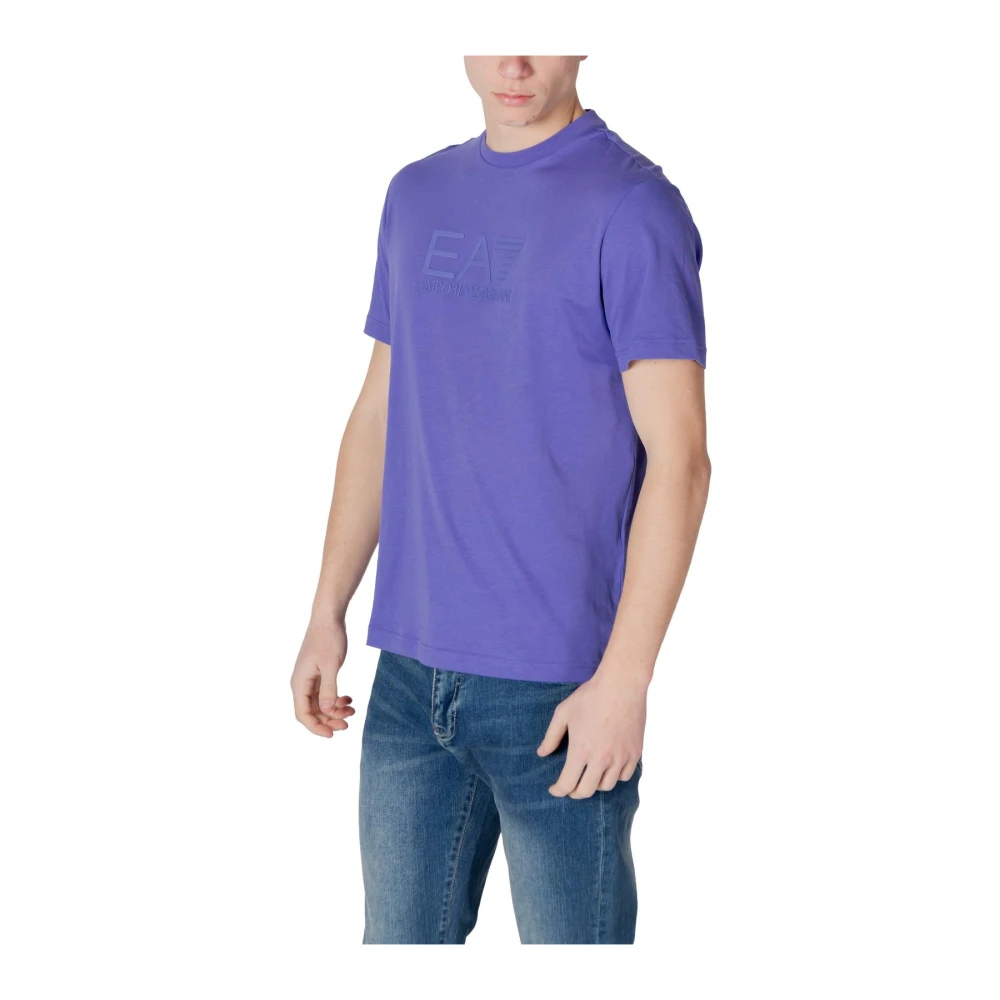 Emporio Armani EA7 Paarse Effen Ronde Hals T-shirt Purple Heren