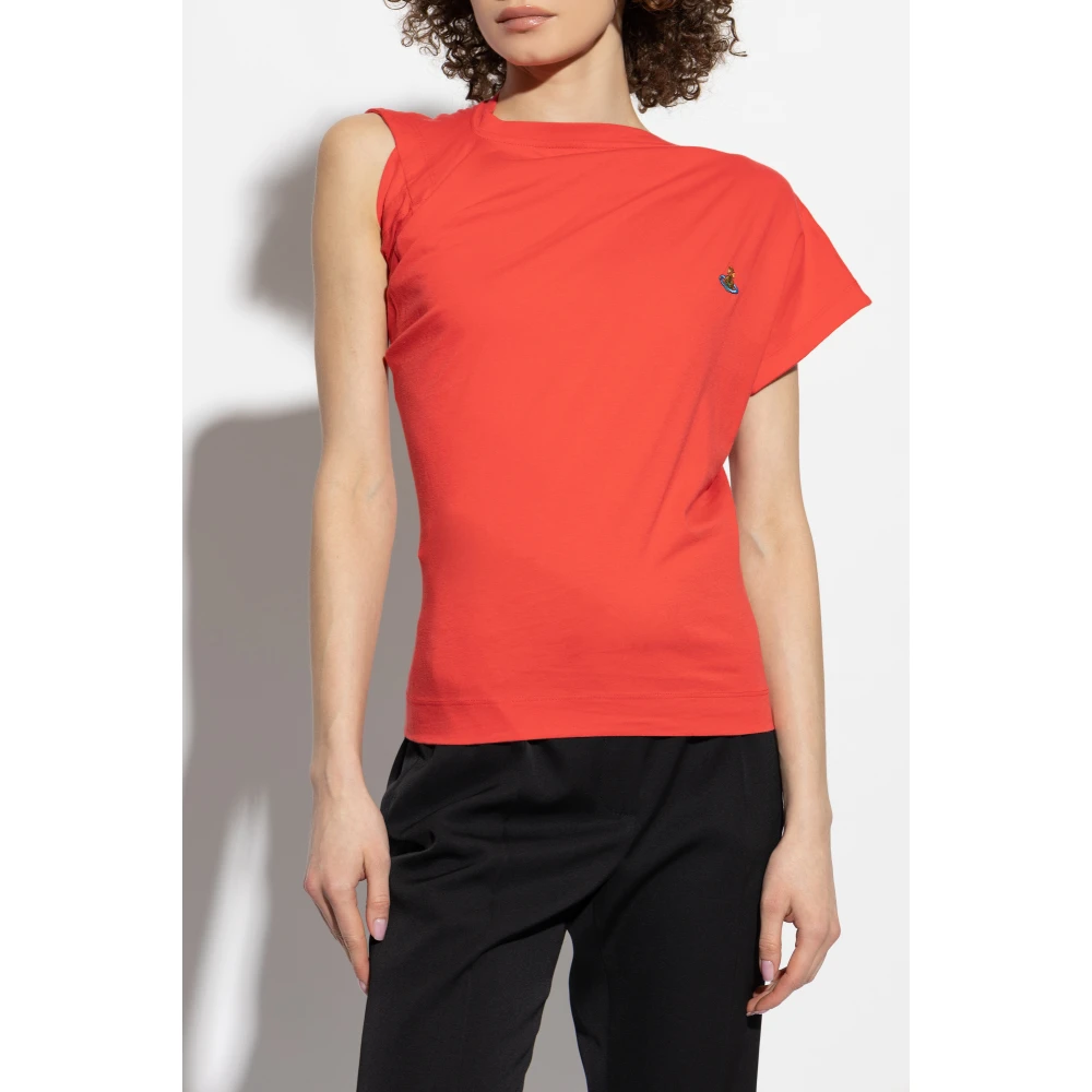 Vivienne Westwood Asymmetrisch T-shirt met logo Red Dames